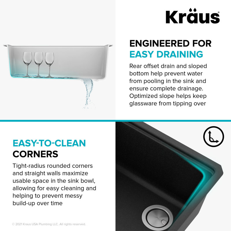 Kraus 30 in. KRAUS Bellucci Workstation Undermount Granite Composite Single Bowl Kitchen Sink